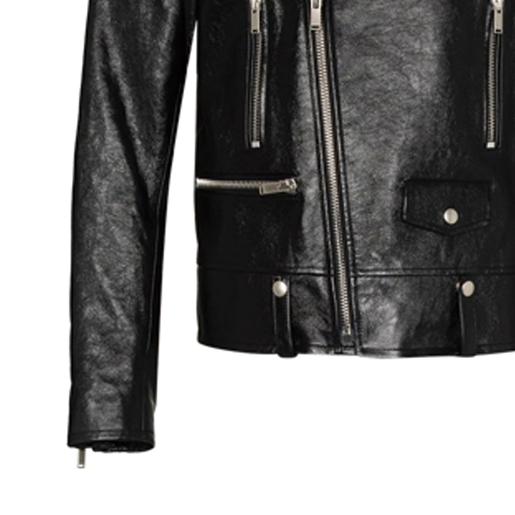 Sizing SAINT LAURENT Black Leather Biker Jacket with Zipper. 484284YC2NI1000