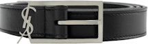 Buy SAINT LAURENT Black Leather Logo Belt Unisex Couple Style 2cm. 7117902R20E1000
