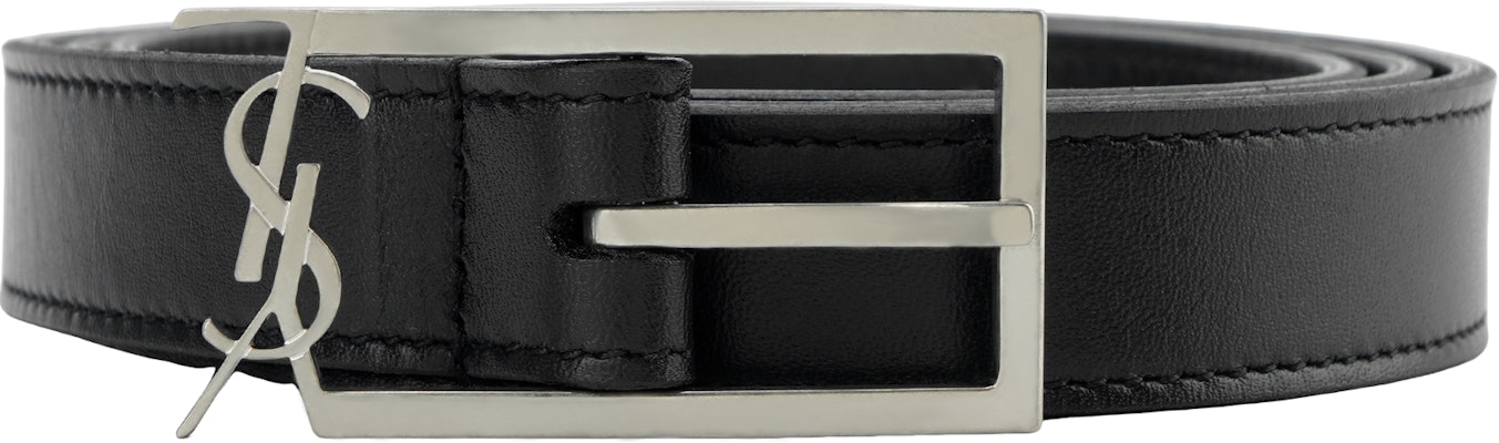 SAINT LAURENT Black Leather Logo Belt Unisex Couple Style 2cm. 7117902R20E1000 Order SAINT LAURENT Black Leather Logo Belt Unisex Couple Style 2cm. 7117902R20E1000