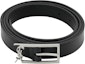 Shop SAINT LAURENT Black Leather Logo Belt Unisex Couple Style 2cm. 7117902R20E1000