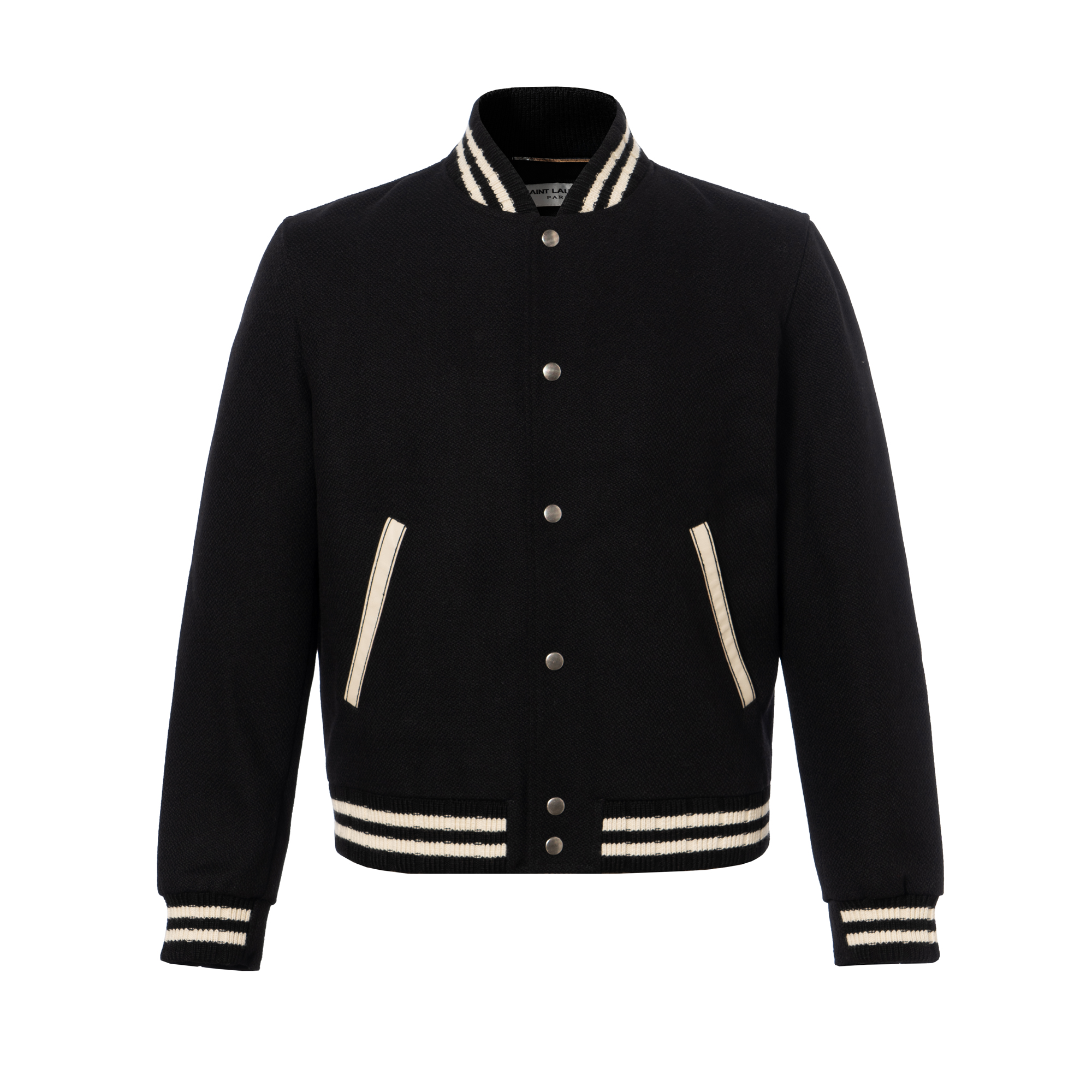 SAINT LAURENT Black Letter Print Single-Breasted Casual Jacket. 625918Y180W1000