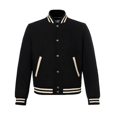 SAINT LAURENT Black Letter Print Single-Breasted Casual Jacket. 625918Y180W1000