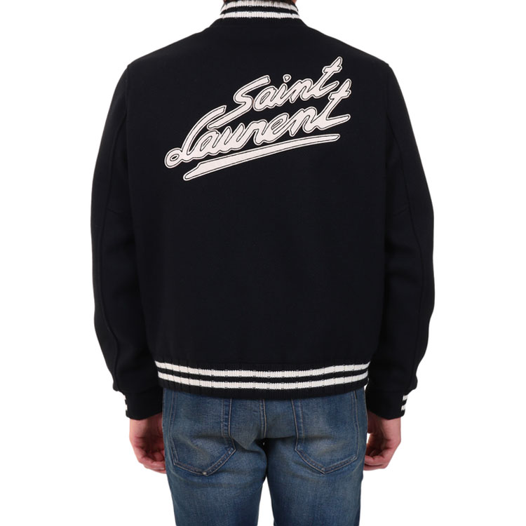 Purchase サンローラン ブラック レタープリント シングルブレスト カジュアルジャケット. 625918Y180W1000