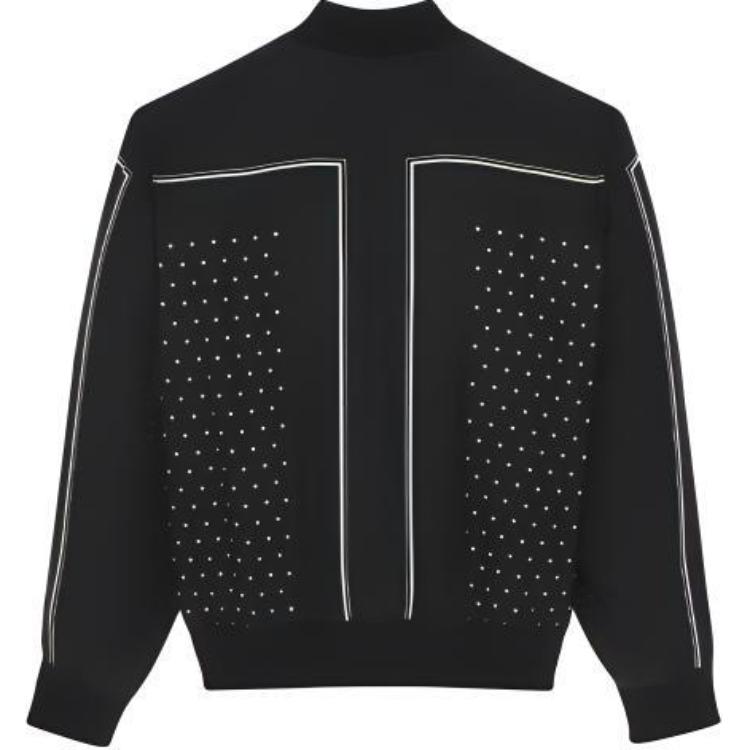 Lookbook SAINT LAURENT Jaket Cetak Logo Hitam Polka Dot 663529Y2D711095