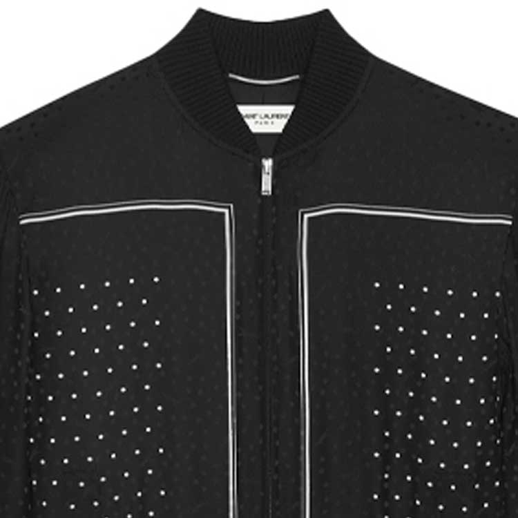 Details for SAINT LAURENT Jaket Cetak Logo Hitam Polka Dot 663529Y2D711095