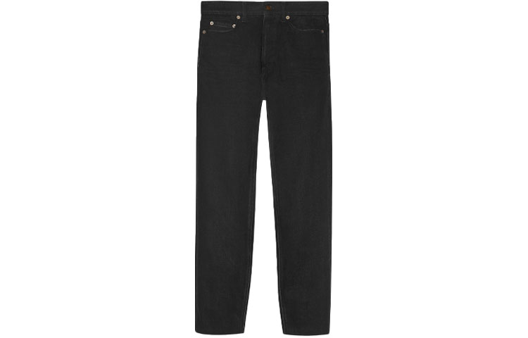 Order SAINT LAURENT Black Mid-Rise Straight-Leg Jeans 644678YY8991080