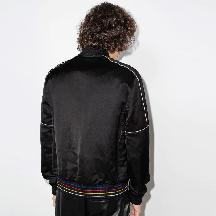 Details for SAINT LAURENT Black Satin Zip Jacket with Letter Print 668461Y1C311000