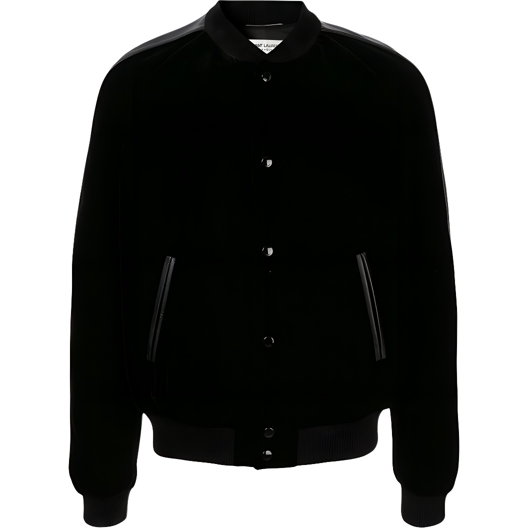 Saint Laurent Black Solid Baseball Collar Button-Up Jacket 554911Y525R1000