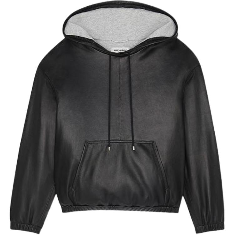 Saint Laurent Black Solid Color Hoodie Long Sleeve 697343YCBH21000