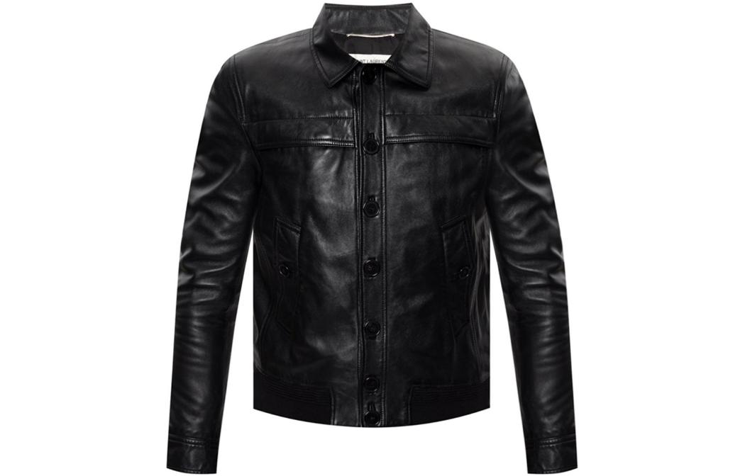 Saint Laurent Black Solid Color Long Sleeve Button-Up Jacket 607790YC2OC1000