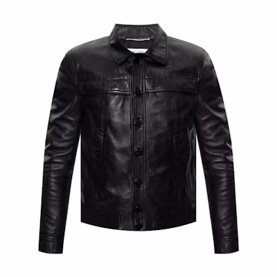 Saint Laurent Black Solid Color Long Sleeve Button-Up Jacket 607790YC2OC1000