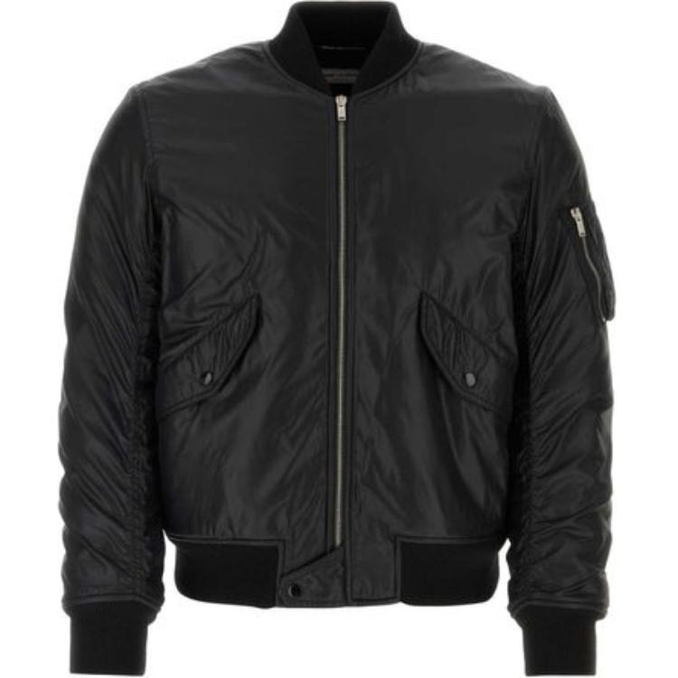 Saint Laurent Black Solid Color Zip-Up Jacket 780904Y989L1001