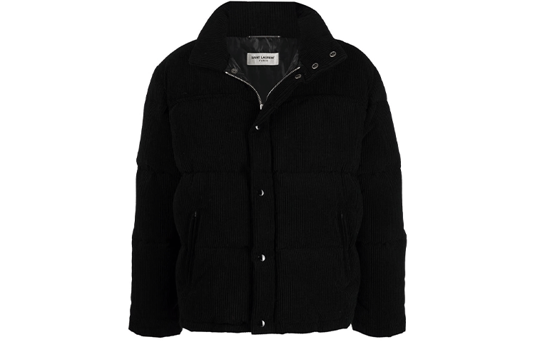 Order SAINT LAURENT Chaqueta Negra de Plumas con Cuello Abatible. 671974Y9B501000