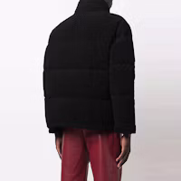 Shop SAINT LAURENT Black Solid Down Jacket with Turn-down Collar. 671974Y9B501000