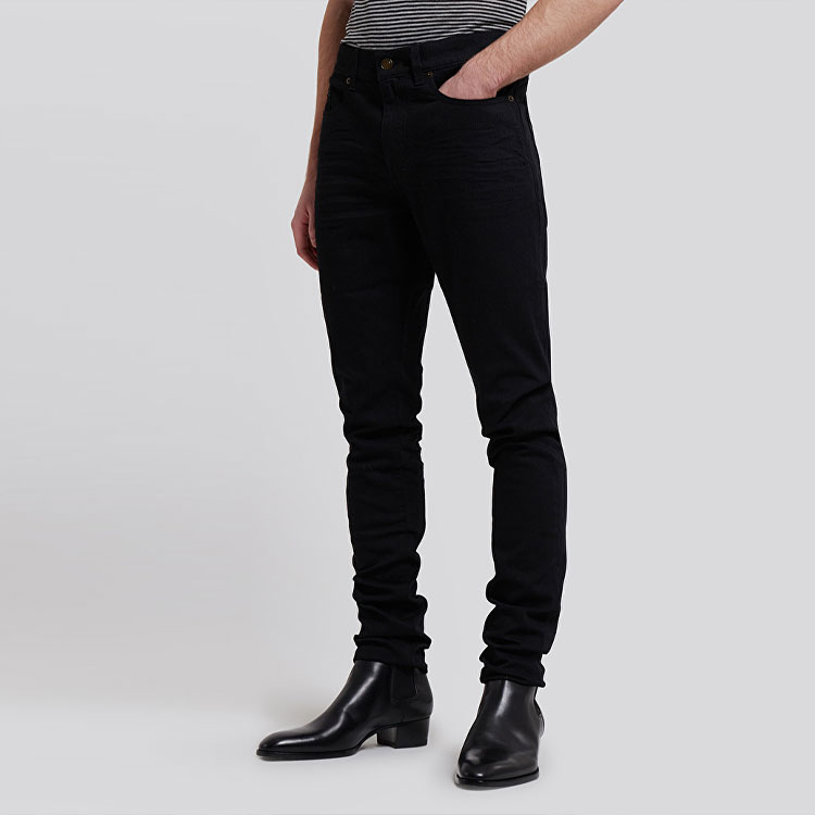 Shop Saint Laurent Black Solid Stretch Skinny Jeans 527389YS5001220