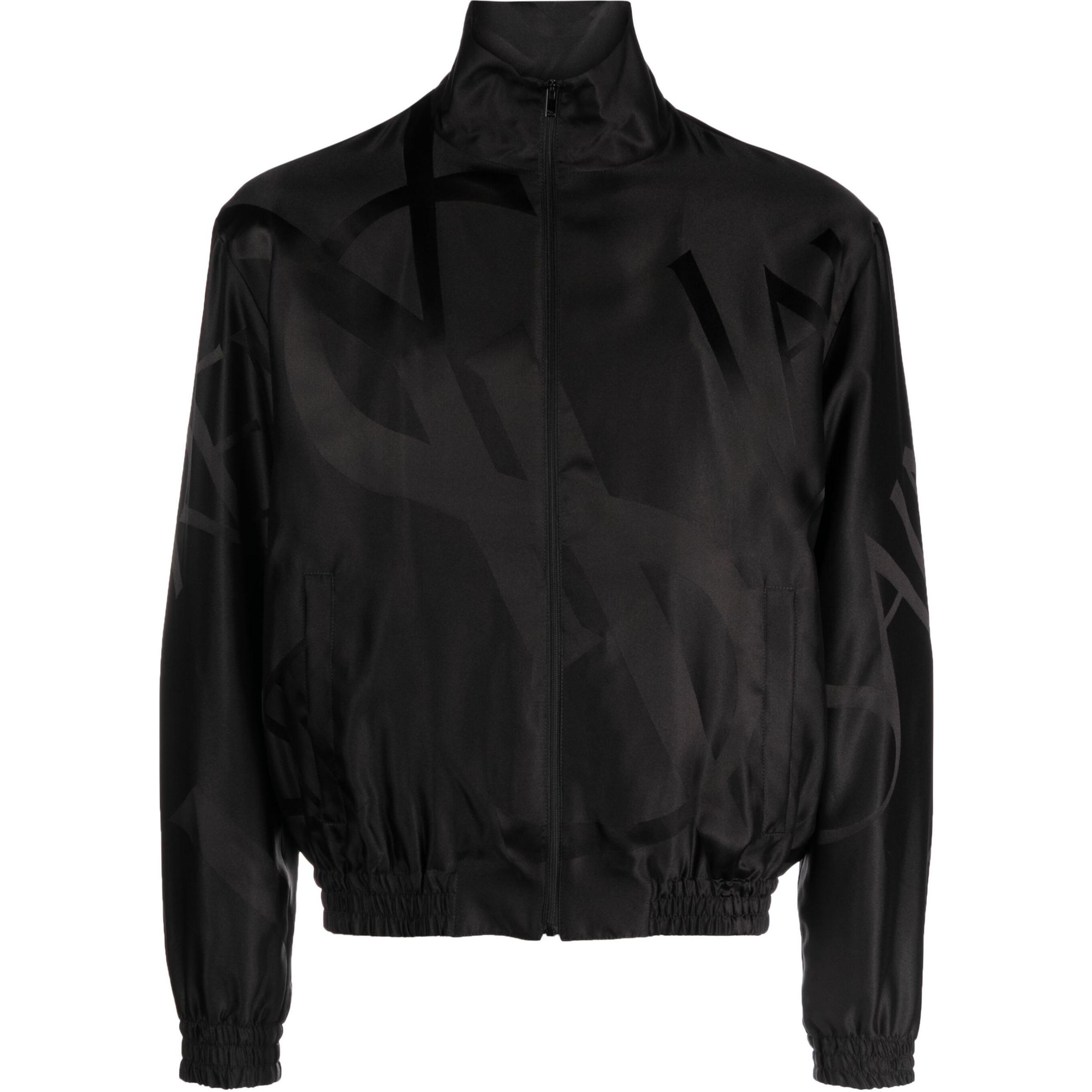 Saint Laurent Black Solid Zip-Up Jacket with Stand Collar 751492Y1H471000
