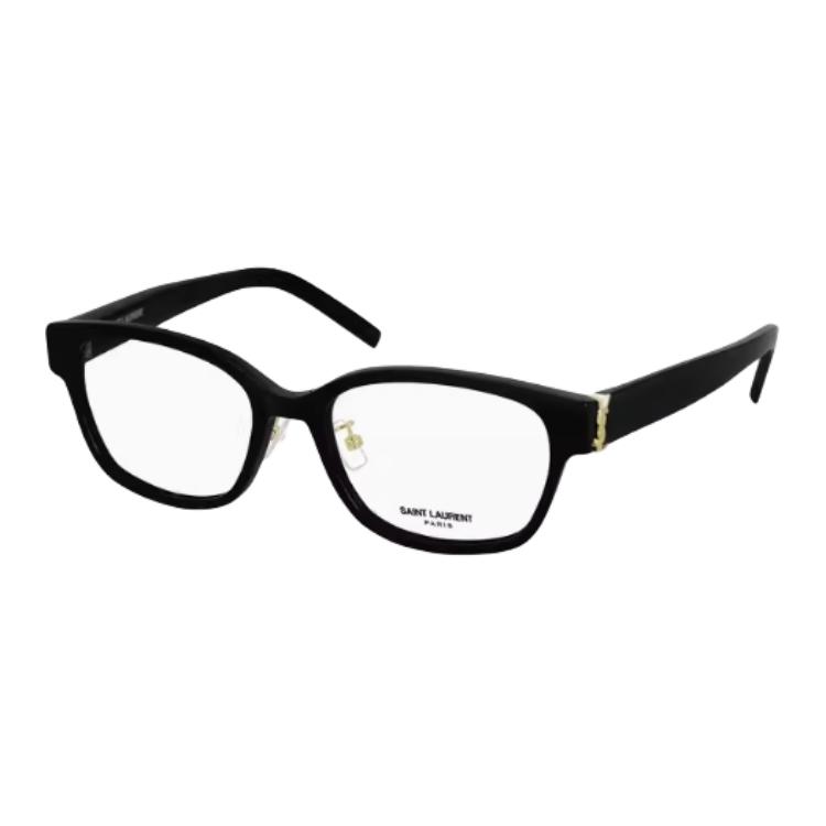 Shop SAINT LAURENT Kacamata Optik Persegi Hitam Unisex Pasangan. SL M33/J