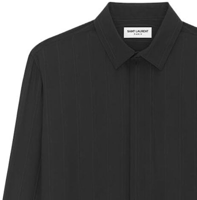 SAINT LAURENT Black Striped Long Sleeve Shirt Unisex 646850Y6H391000 Shop SAINT LAURENT Black Striped Long Sleeve Shirt Unisex 646850Y6H391000