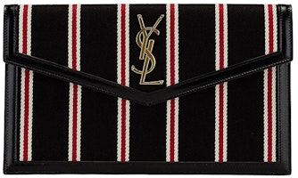 Saint Laurent Black Uptown Striped Pouch Black/Red/White Saint Laurent Black Uptown Striped Pouch Black/Red/White