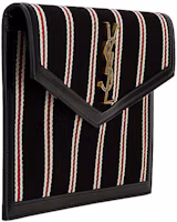 Order Saint Laurent Black Uptown Striped Pouch Black/Red/White