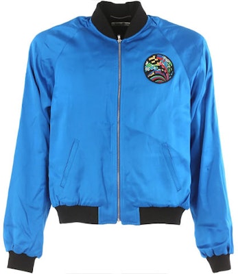 Saint Laurent Blue Silk Shark Patch Long Sleeve Jacket 455582Y469W4068 Order Saint Laurent Blue Silk Shark Patch Long Sleeve Jacket 455582Y469W4068