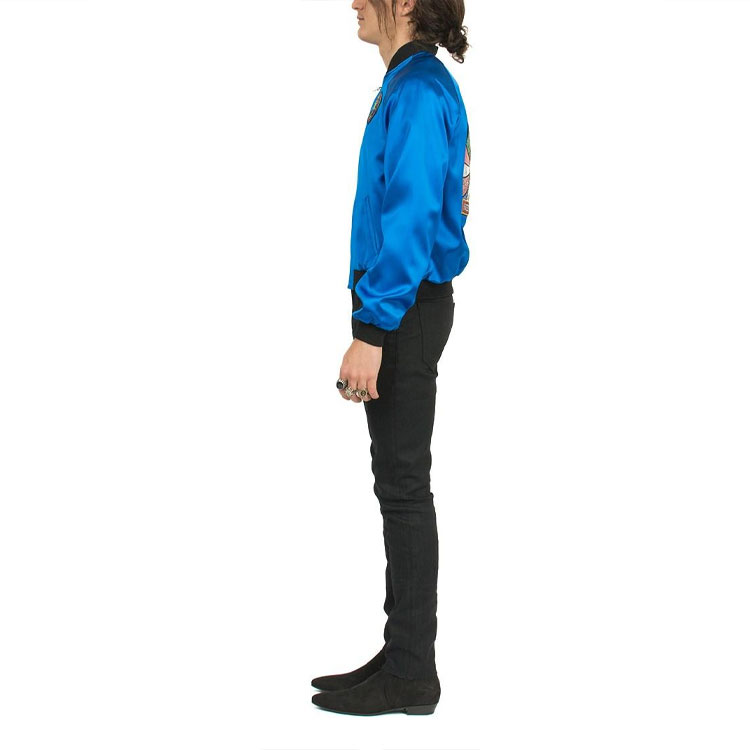 Purchase Saint Laurent Blue Silk Shark Patch Long Sleeve Jacket 455582Y469W4068