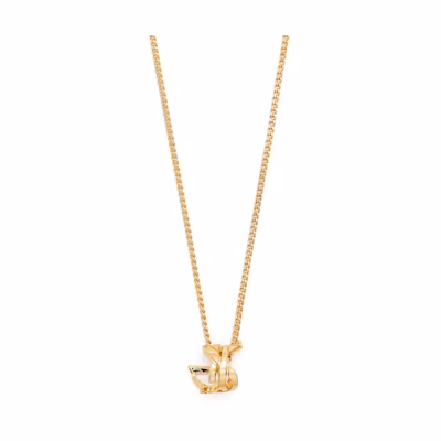 SAINT LAURENT Brass Alphabet Pendant Necklace Gold Unisex Couple Style. 651779-Y1500-8030