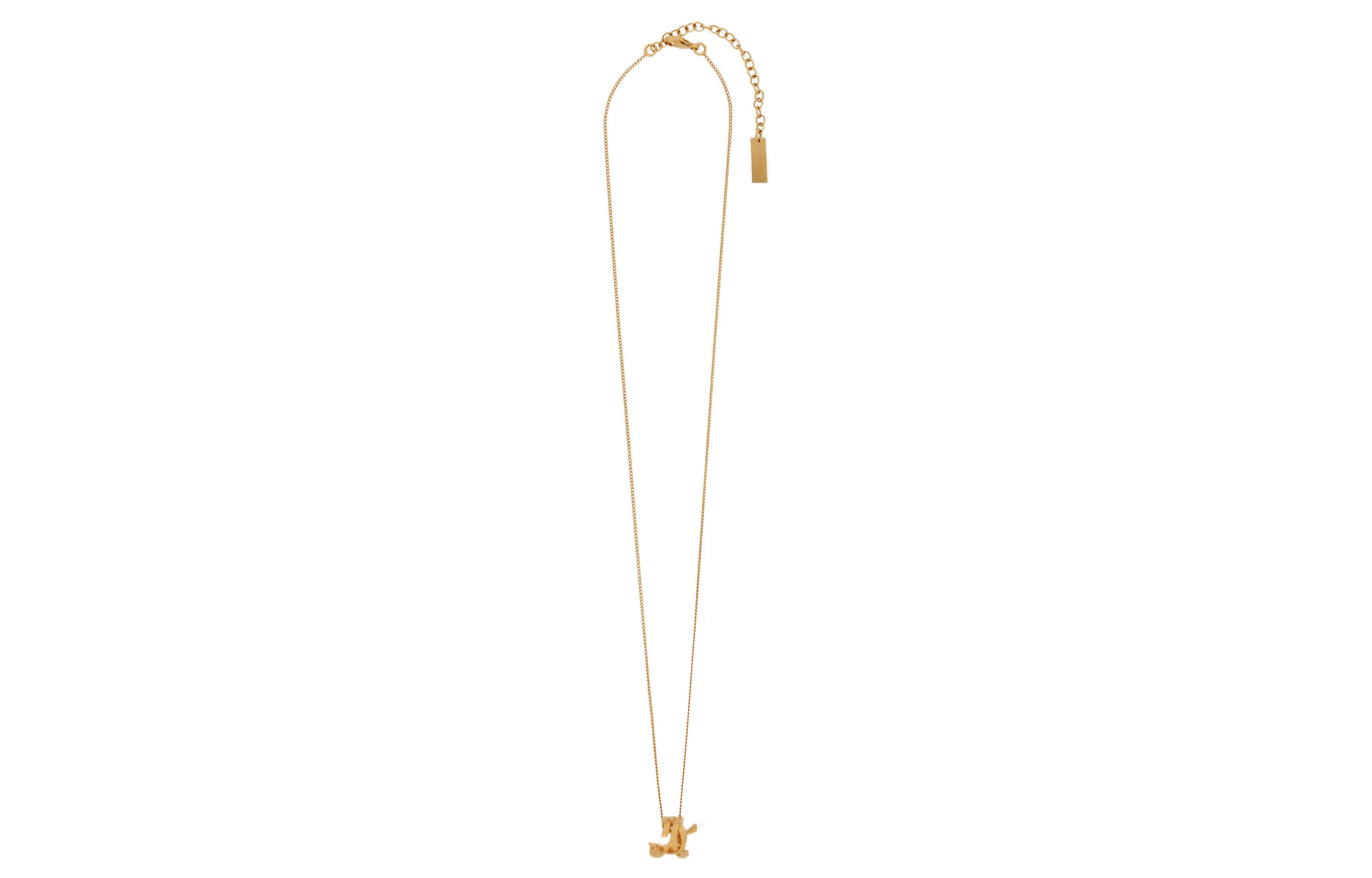 Shop SAINT LAURENT Brass Alphabet Pendant Necklace Gold Unisex Couple Style. 651779-Y1500-8030