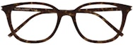 Lookbook SAINT LAURENT Brown Irregular Optical Glasses with Patterned Temples for Men. SL644F002