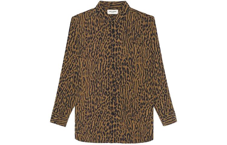 Order SAINT LAURENT 棕色豹紋長袖扣襯衫 653860Y1D943278