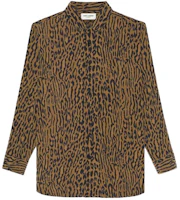 Order SAINT LAURENT Brown Leopard Print Long-Sleeve Button-Up Shirt. 653860Y1D943278