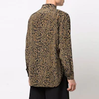 Shop SAINT LAURENT Brown Leopard Print Long-Sleeve Button-Up Shirt. 653860Y1D943278