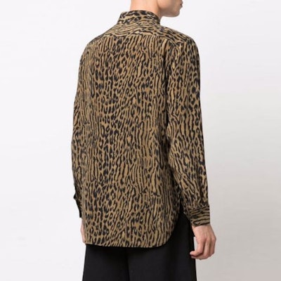SAINT LAURENT Brown Leopard Print Long-Sleeve Button-Up Shirt. 653860Y1D943278 Shop SAINT LAURENT Brown Leopard Print Long-Sleeve Button-Up Shirt. 653860Y1D943278