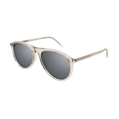 Saint Laurent Butterfly Sunglasses Grey Unisex Couple Style with Engraved Temples SL667003