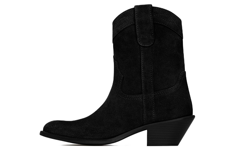 Saint Laurent Calfskin Suede Ankle Boots 'Cowboy Black' 66929025T001000