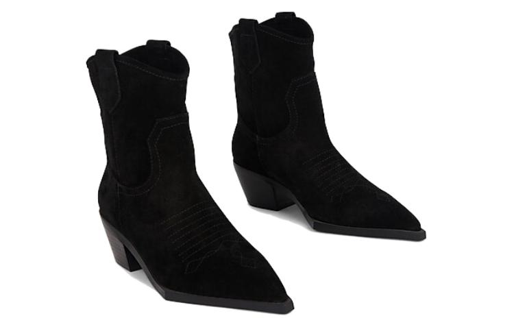 Order Saint Laurent Calfskin Suede Ankle Boots 'Cowboy Black' 66929025T001000