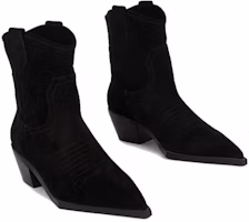 Order SAINT LAURENT 小牛皮 牛仔風格絨面皮短靴 黑色
