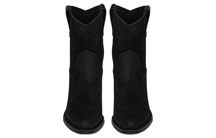 Shop Saint Laurent Calfskin Suede Ankle Boots 'Cowboy Black' 66929025T001000