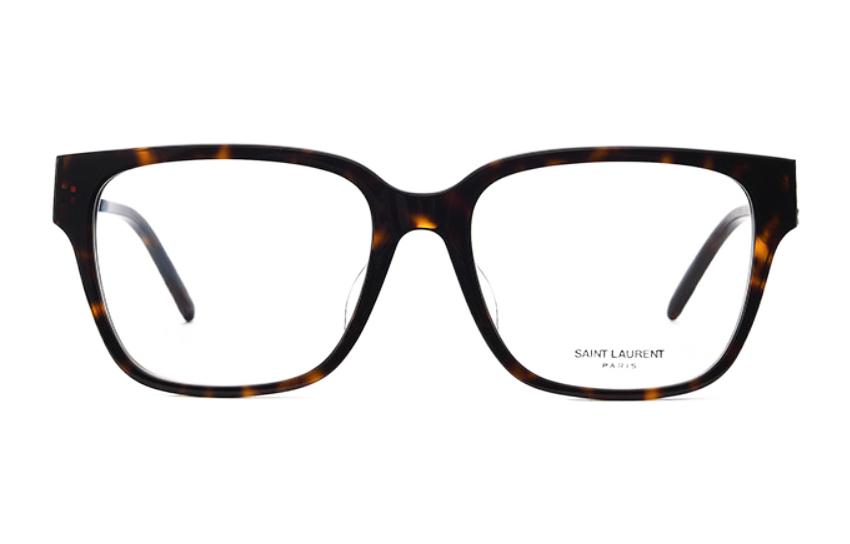 Lookbook SAINT LAURENT Capsule Metallic Logo Square Optical Glasses Tortoise Unisex SLM48O-A/F-003