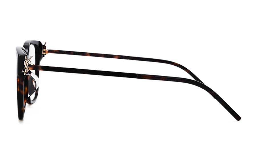 Shop SAINT LAURENT Capsule Metallic Logo Square Optical Glasses Tortoise Unisex SLM48O-A/F-003