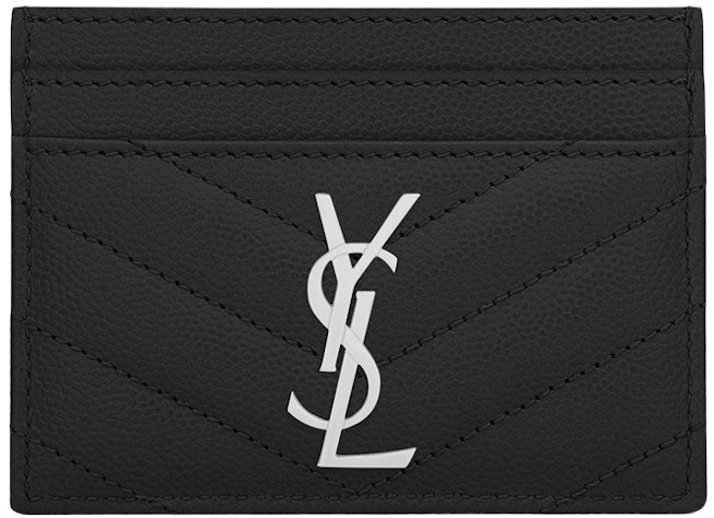 saint-laurent-card-case-matelasse-grain-de-poudre-silver-tone-black