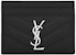 Saint Laurent Card Case Matelasse Grain de Poudre Silver-tone Black