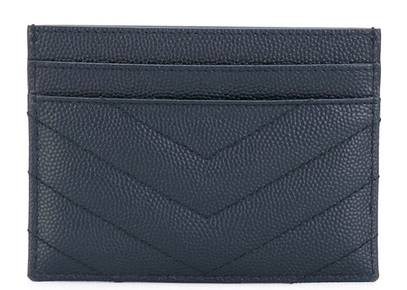 Saint Laurent Card Case Matelasse Grain de Poudre Silver-tone Navy 圖 2
