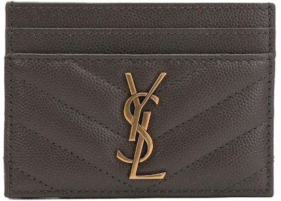 Saint Laurent Card Case Monogram Grain De Poudre Pebble Grey Buy Saint Laurent Card Case Monogram Grain De Poudre Pebble Grey