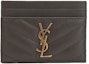 Buy Saint Laurent Card Case Monogram Grain De Poudre Pebble Grey
