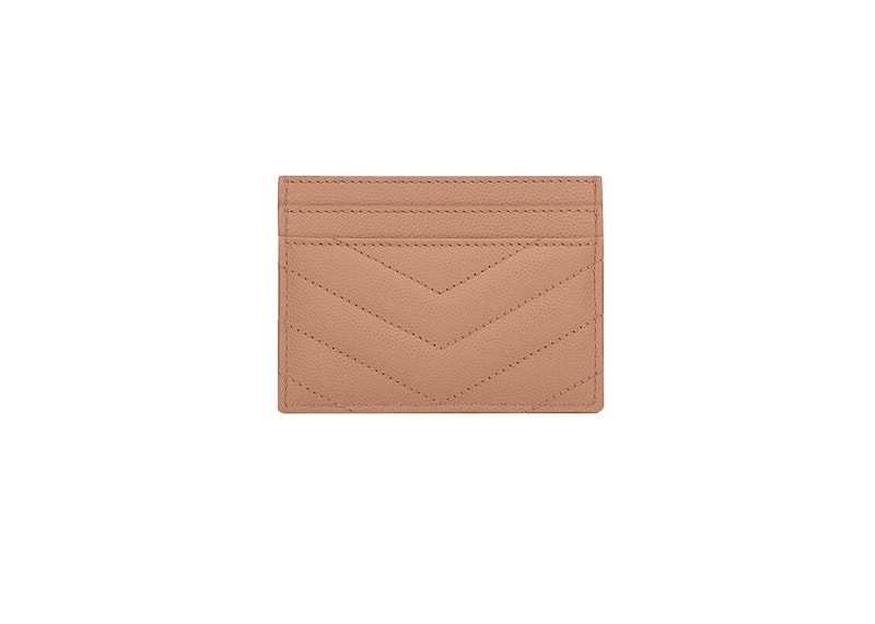 Saint Laurent Card Holder Monogram Quilted Textured Leather Vintage Peach 圖 2