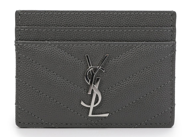 Saint Laurent Card Holder Quilted Monogram Gray
