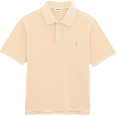 SAINT LAURENT Cassandre Beige Polo Shirt dengan Logo Bordir untuk Pria. 713901Y37HC7265 Buy SAINT LAURENT Cassandre Beige Polo Shirt dengan Logo Bordir untuk Pria. 713901Y37HC7265
