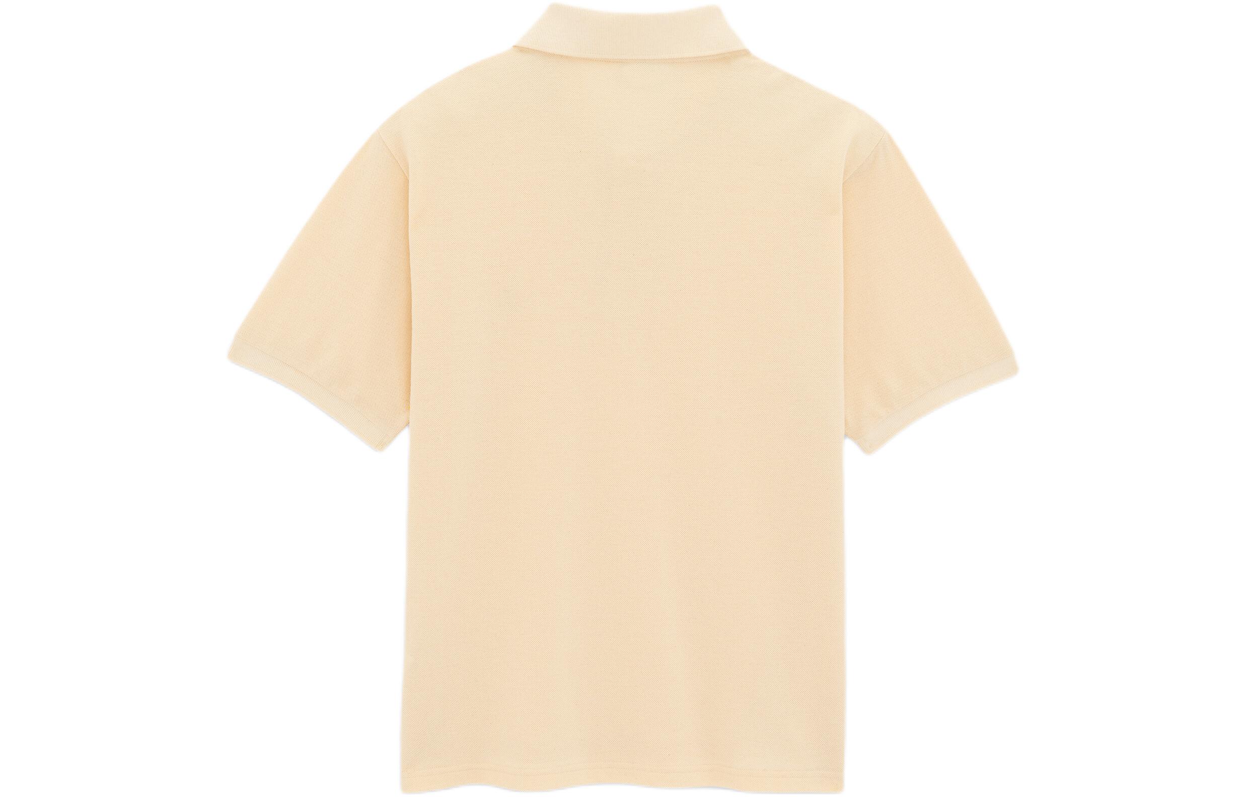 Lookbook SAINT LAURENT Cassandre Beige Polo Shirt dengan Logo Bordir untuk Pria. 713901Y37HC7265