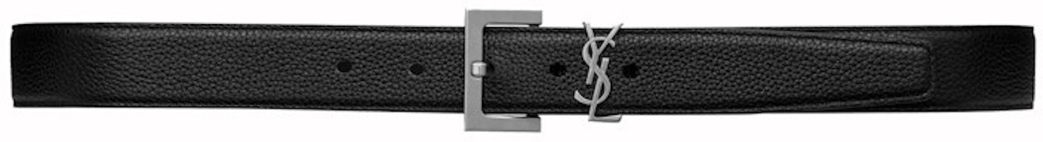 Saint Laurent Cassandre Belt in Grained Leather Black Saint Laurent Cassandre Belt in Grained Leather Black